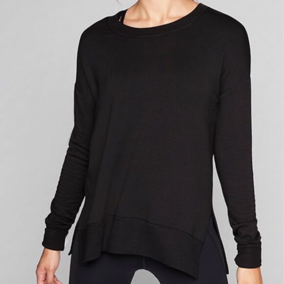 Athleta Tops - Athleta Long Sleeve Cotton Blend Pullover Sweatshirt Black Small